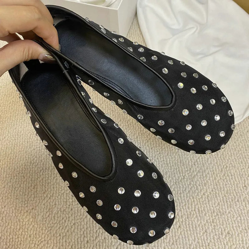 Breathable Women Ballet Flats - Mesh Crystal, Casual Walking - Tophatter Daily Deals