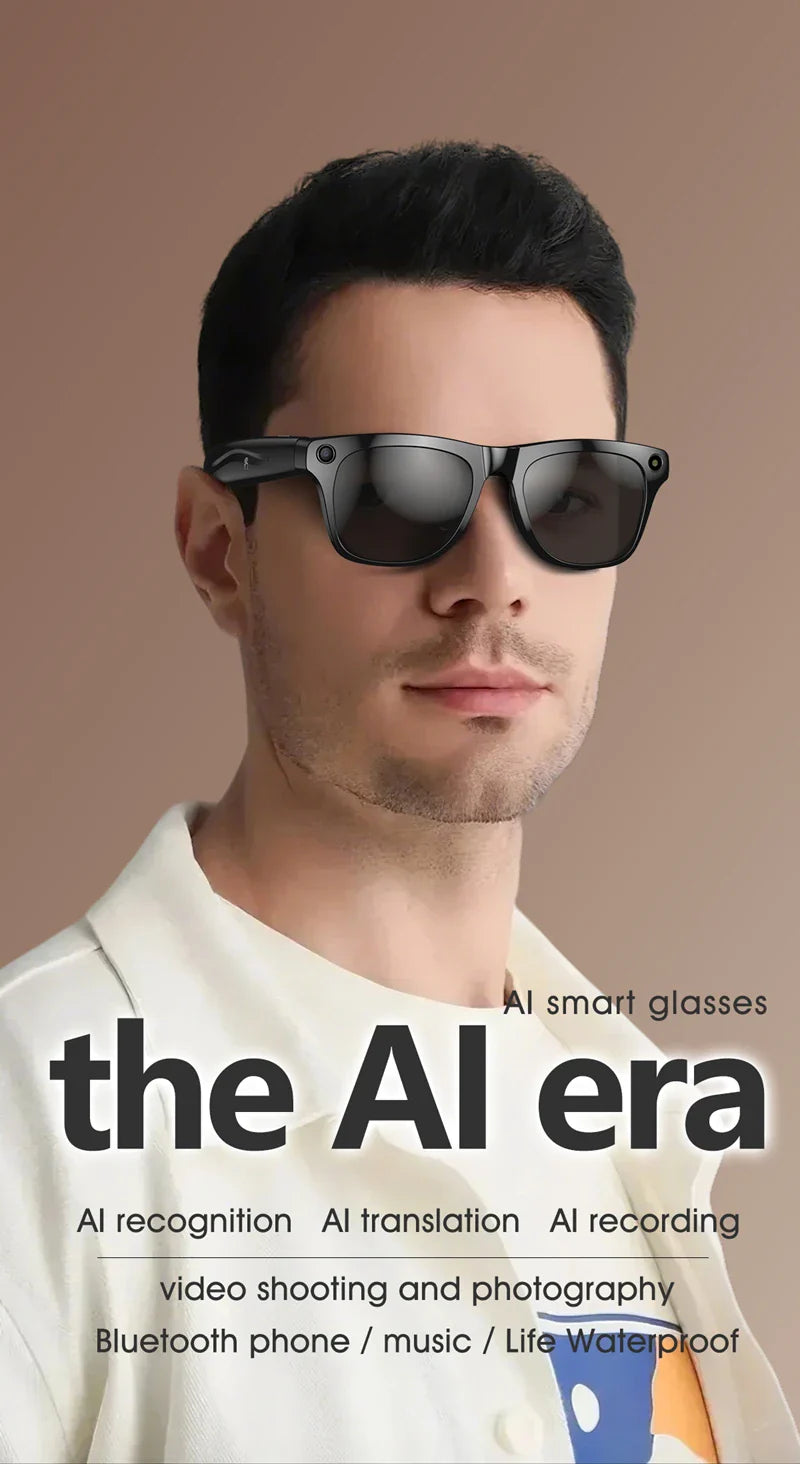 4K AI Smart Camera Glasses Photochromic Travel Handsfree - Tophatter Daily Deals