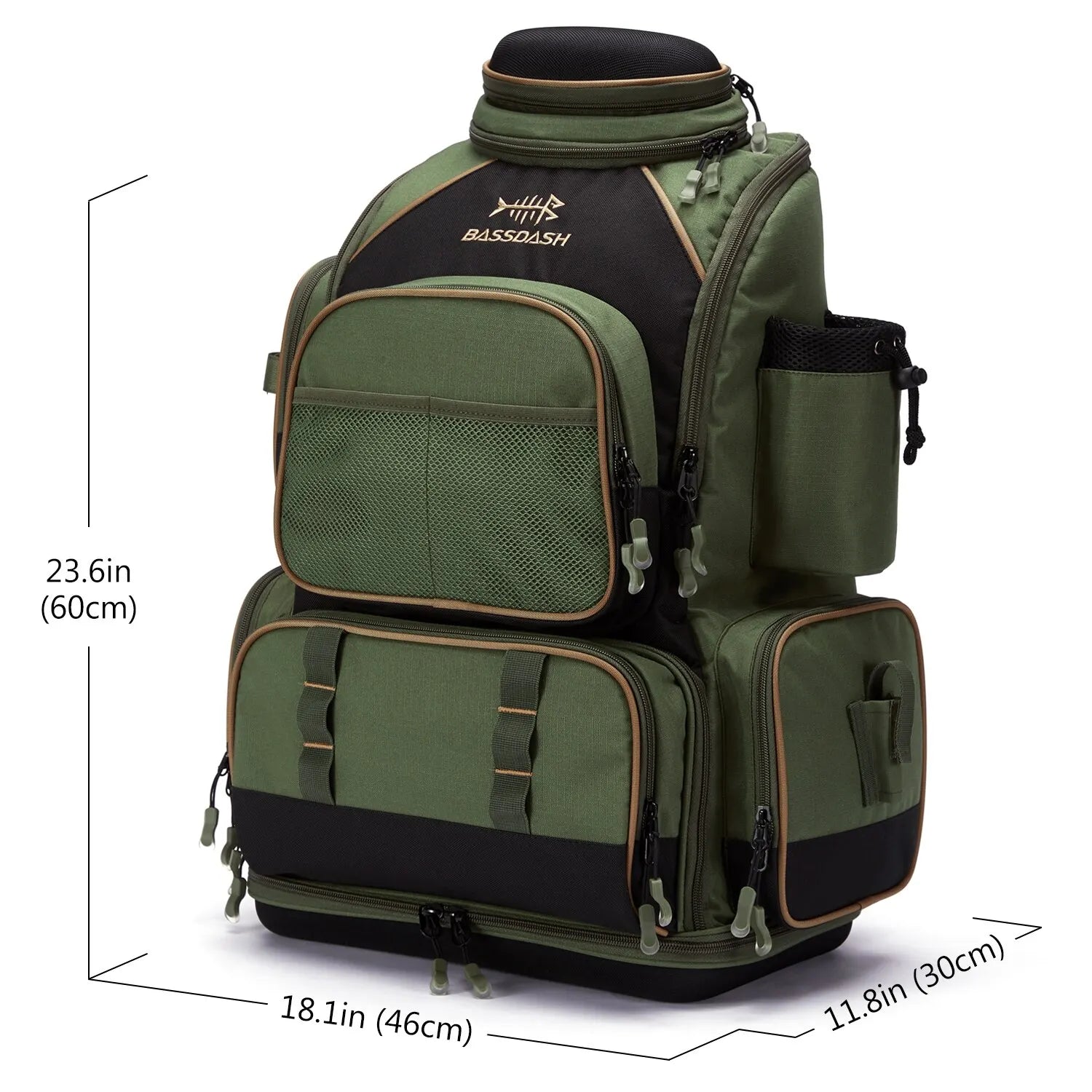 NNEOBATackle Backpack with Rain Cover Rod Holders Army Green Backpacks - Tophatter Daily Deals