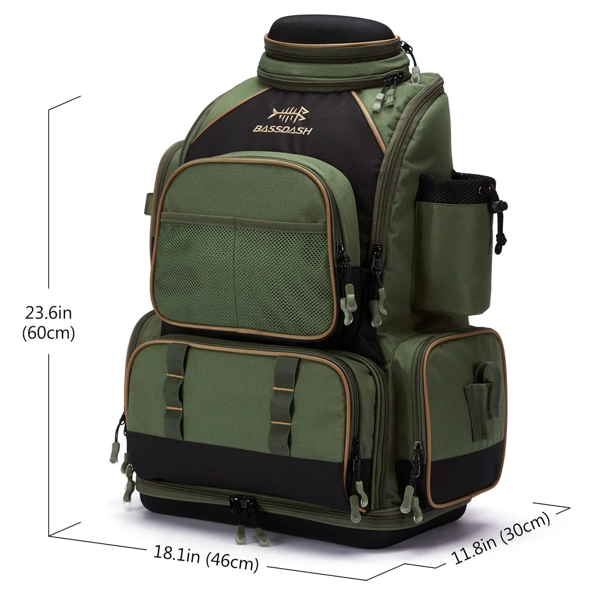 NNEOBATackle Backpack with Rain Cover Rod Holders Army Green Backpacks - Tophatter Daily Deals