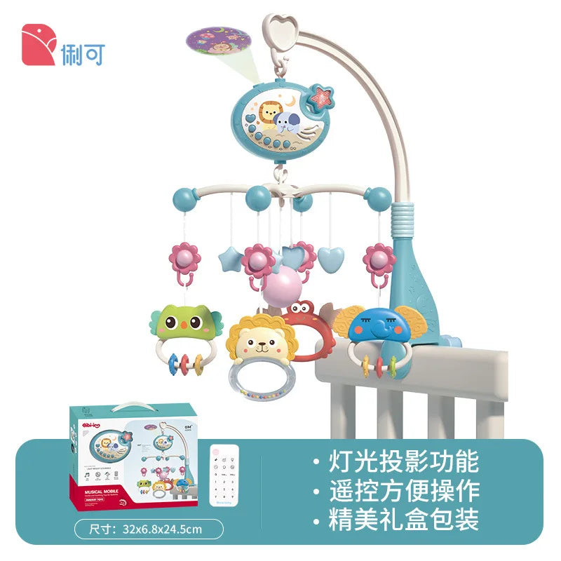 Musical Baby Mobile Projection Remote Newborn Sensory Toys Blue with box - Tophatter Daily Deals
