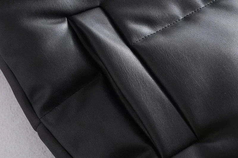 Warm Women’s PU Leather Vest - Padded Short, For Winter - Tophatter Daily Deals