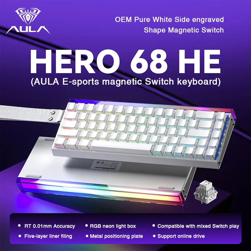 Mechanical Gaming Keyboard 68 Key RGB Compact Esports White side engraved - Tophatter Daily Deals