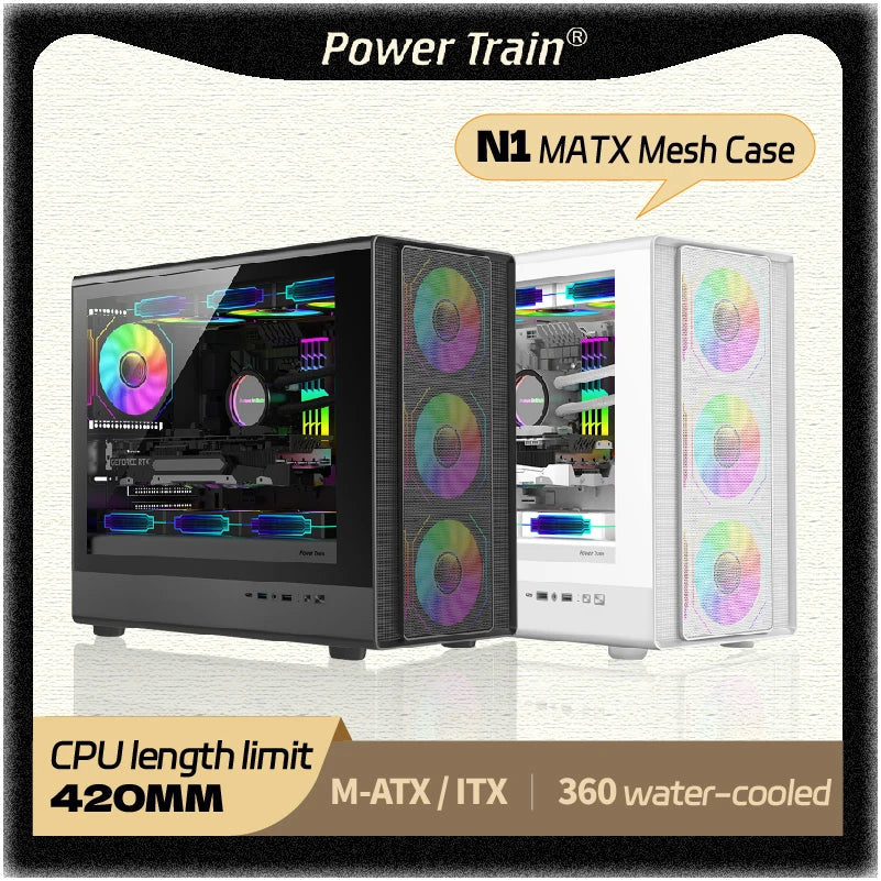Mini ITX PC Case Tempered Glass 360mm Water Cooling - Tophatter Daily Deals