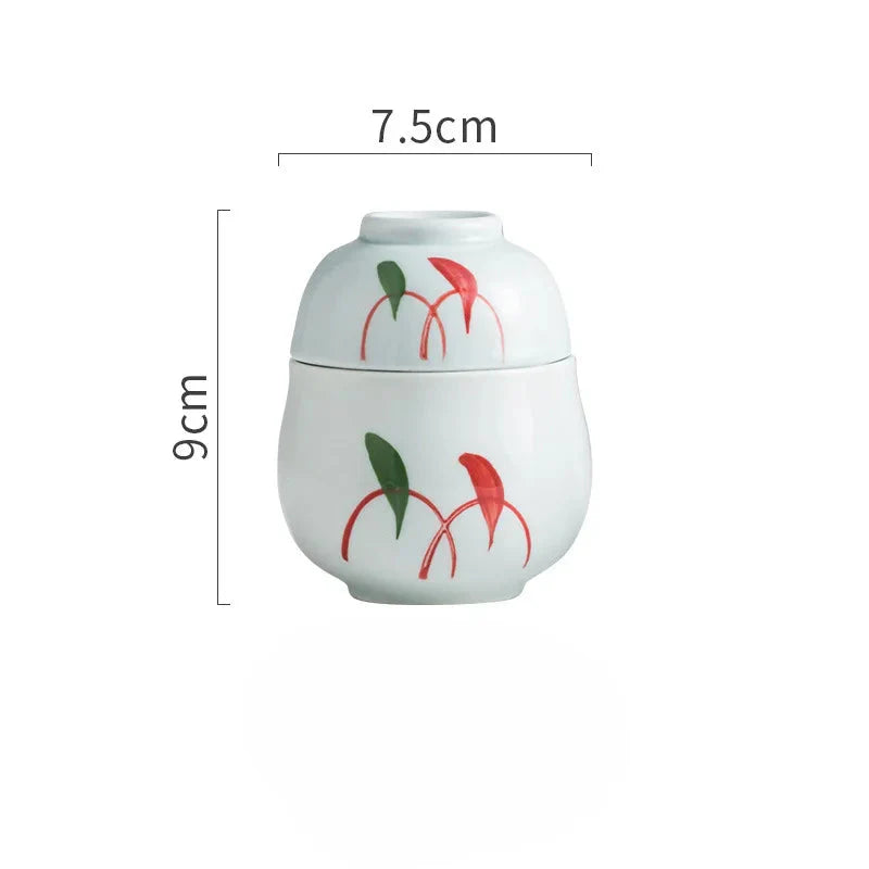 Hand Painted Japanese Ceramic Lidded Dessert Bowls Set Type C slow cooker - Tophatter Daily Deals