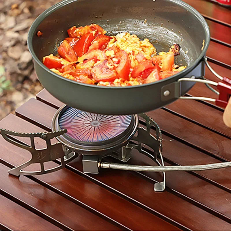 3800W Folding Outdoor Gas Stove with 1.5L Pot Silver Camp Cooking - Tophatter Daily Deals