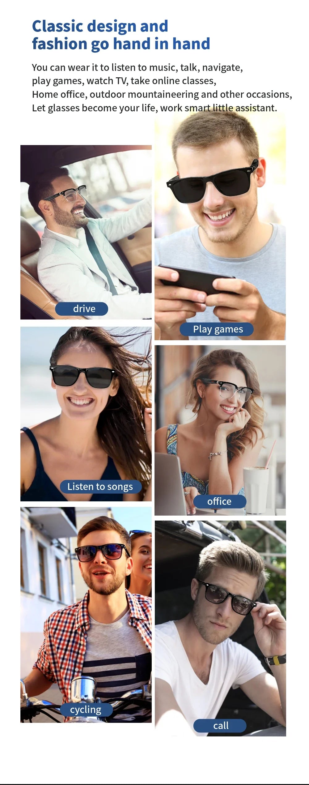 Smart Glasses Blue Light Polarized Audio Sunglasses - Tophatter Daily Deals