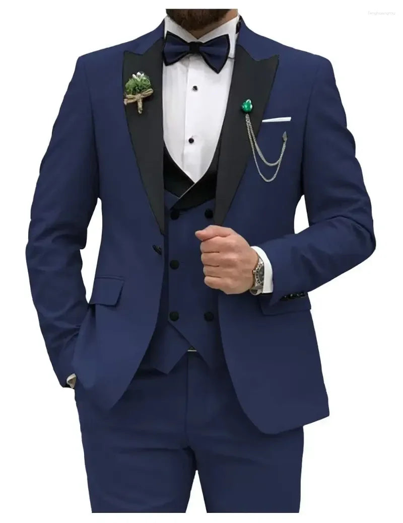 Men's Slim Fit 3-Piece Suit Formal Set (Dark Blue) Apparel & Accessories > Clothing > Suits > Tuxedos - Tophatter Daily Deals