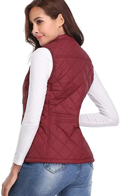 Lightweight Women Quilted Vest - Stand Collar Cotton Winter - Tophatter Daily Deals