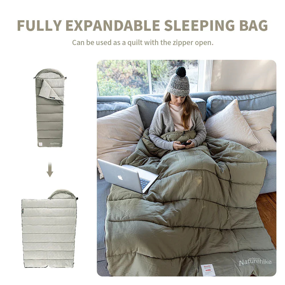 4-Season Camping Lengthened Cotton Sleeping Bag Green Sleeping Bags - Tophatter Daily Deals