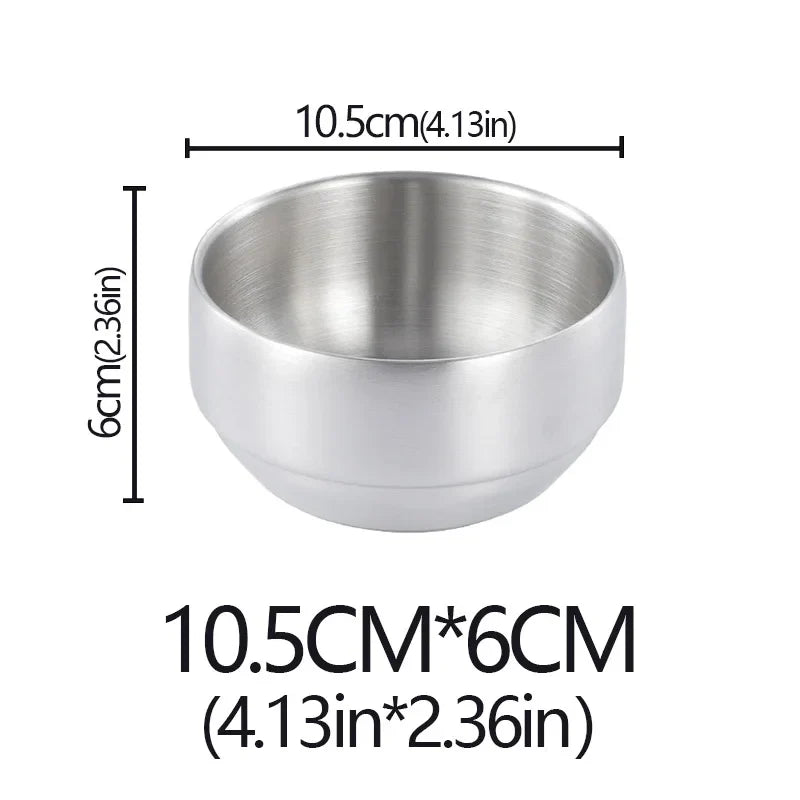 Stainless Steel Double Layer Rice Bowl With Lid Insulated silver-S-No lid - Tophatter Daily Deals
