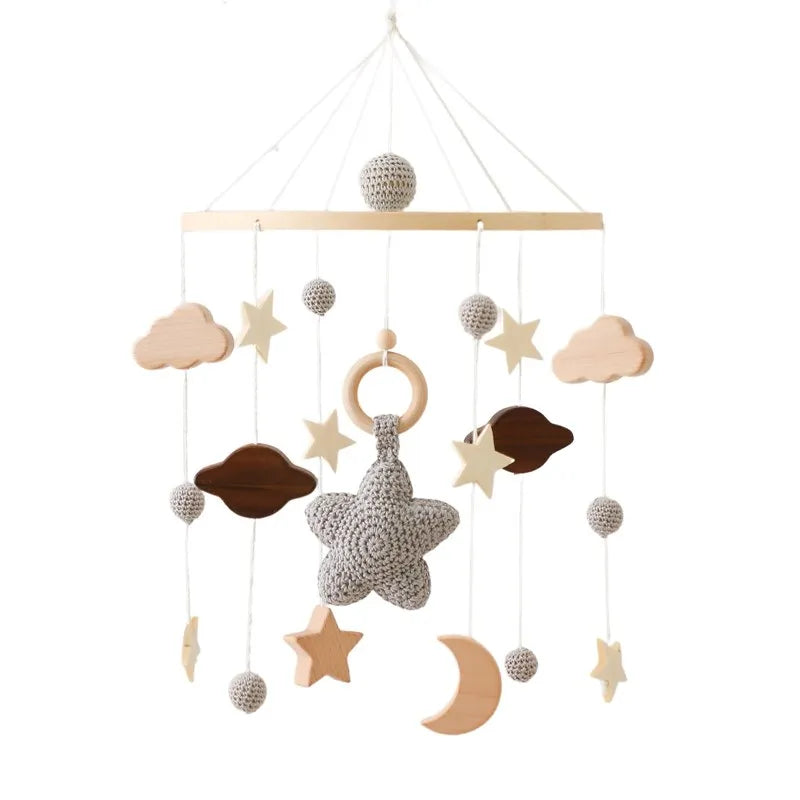 Baby Crib Mobile Wooden Musical Newborn Sensory Toys Grey - Tophatter Daily Deals