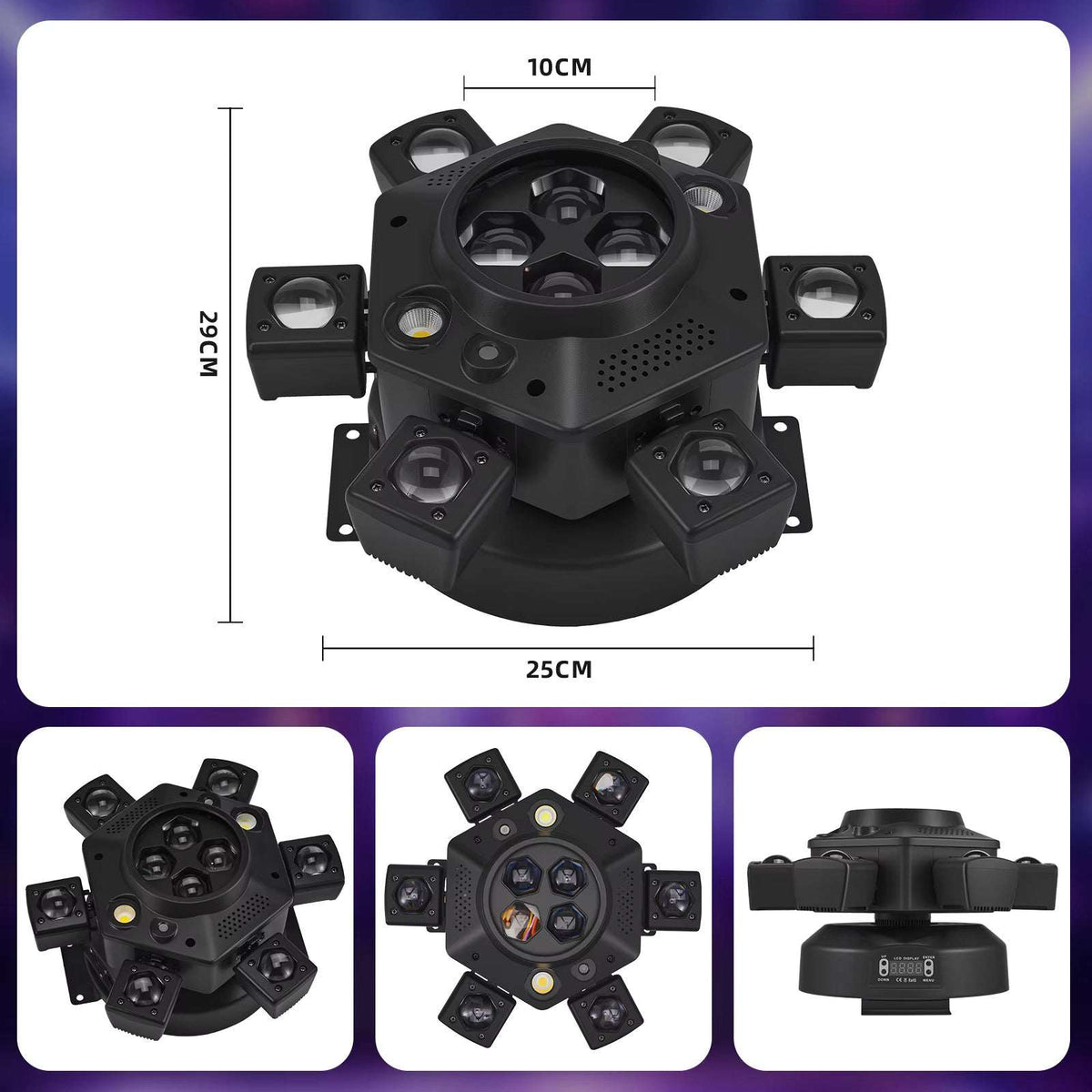 Moving Head Disco Lighting 6 Arms RGBW LED Strobe Lighs Disco Party Lights - Tophatter Daily Deals