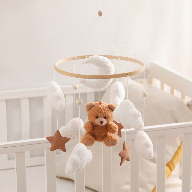 Wooden Crib Mobile Felt Bear Musical Newborn Sensory Toys - Tophatter Daily Deals
