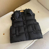 Insulating Women’s Hooded Puff Vest - Hip-Length, Down Black - Tophatter Daily Deals