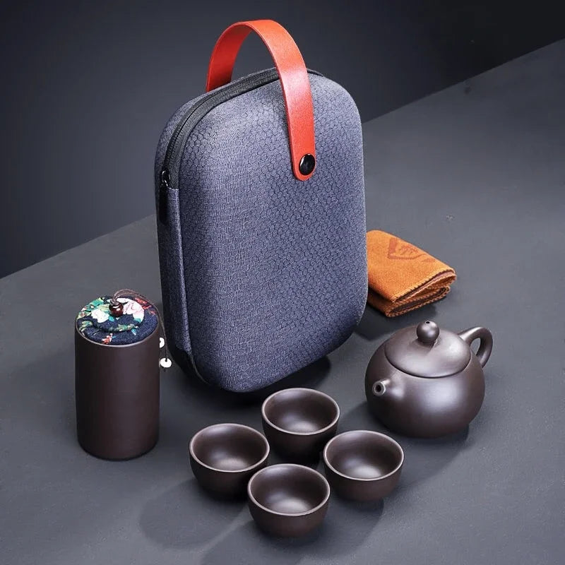 Purple Clay Travel Tea Set Portable Kung Fu Teaware - Tophatter Daily Deals