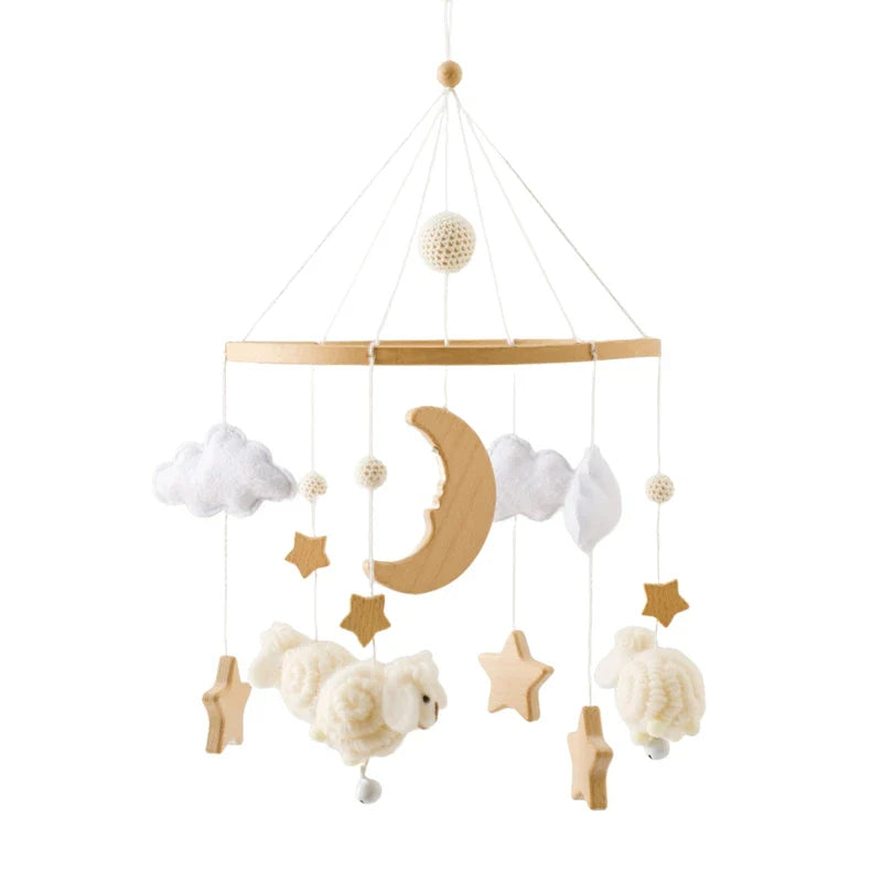 Baby Crib Mobile Wooden Musical Newborn Sensory Toys Sheep-White - Tophatter Daily Deals