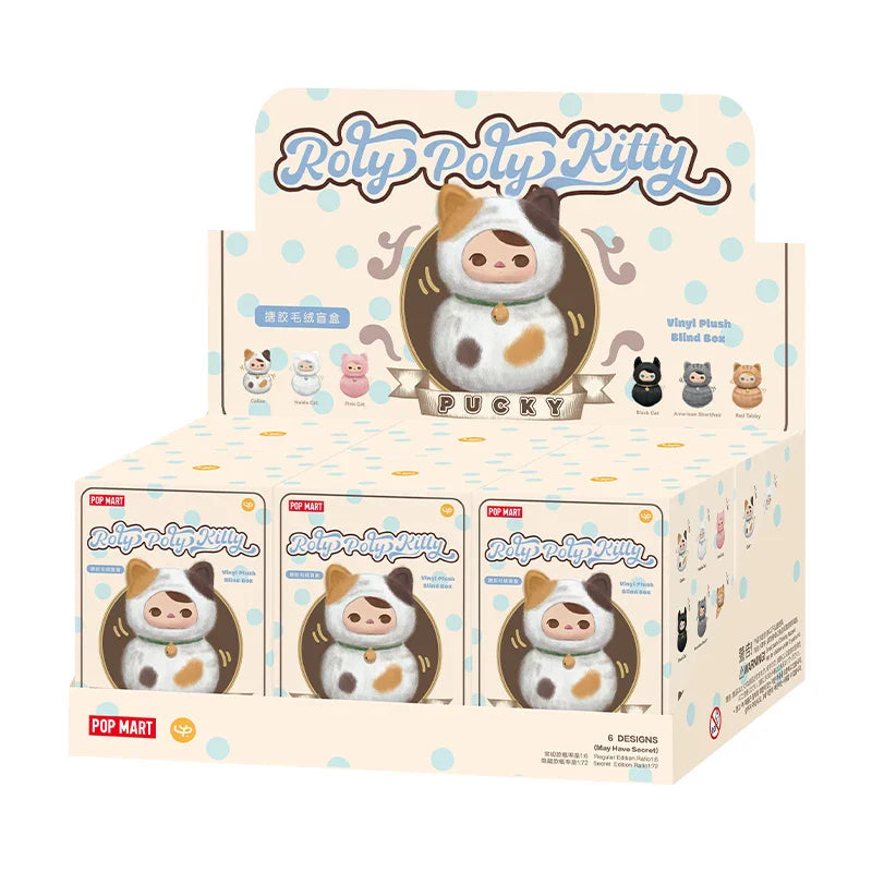 Genuine Pop Mart Pucky Roly-Poly Kitty Series - Vinyl Plush Blind Box Full Set of 6 Boxes Animals - Tophatter Daily Deals