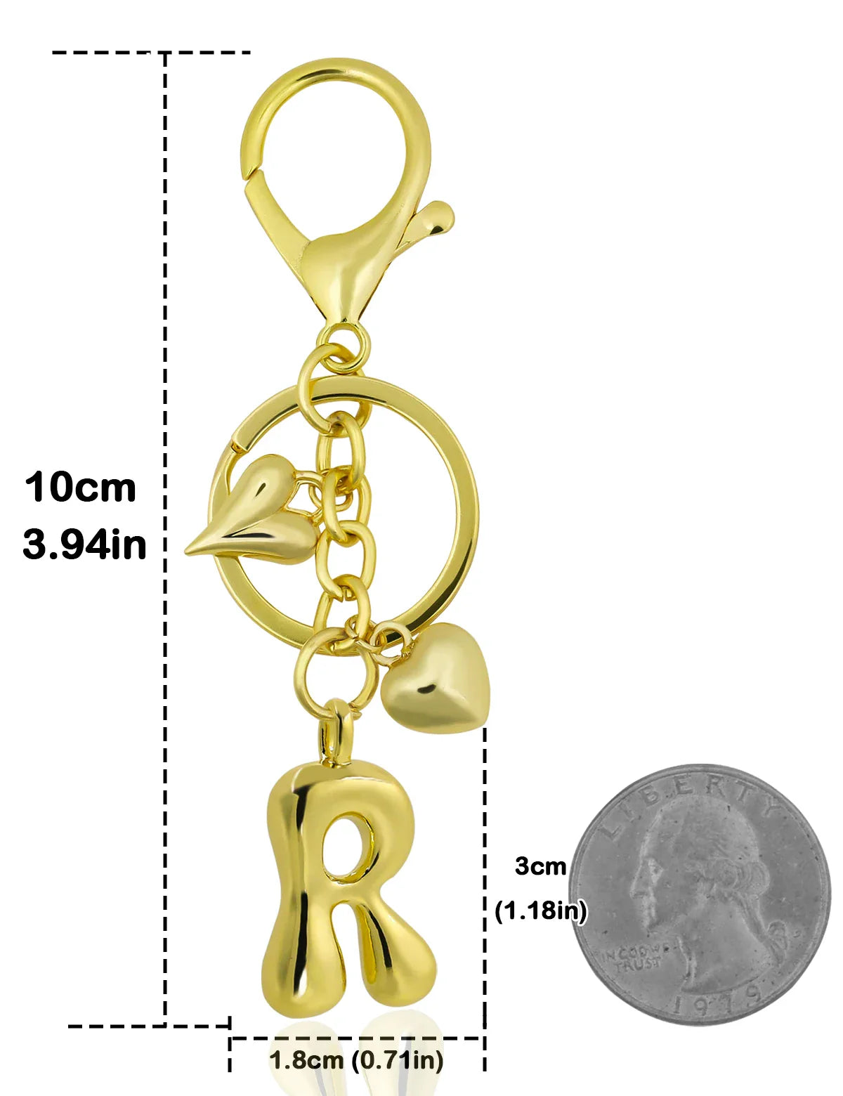 Personalized Keychain Gold Bubble Letter Bag Charm Gift R - Tophatter Daily Deals