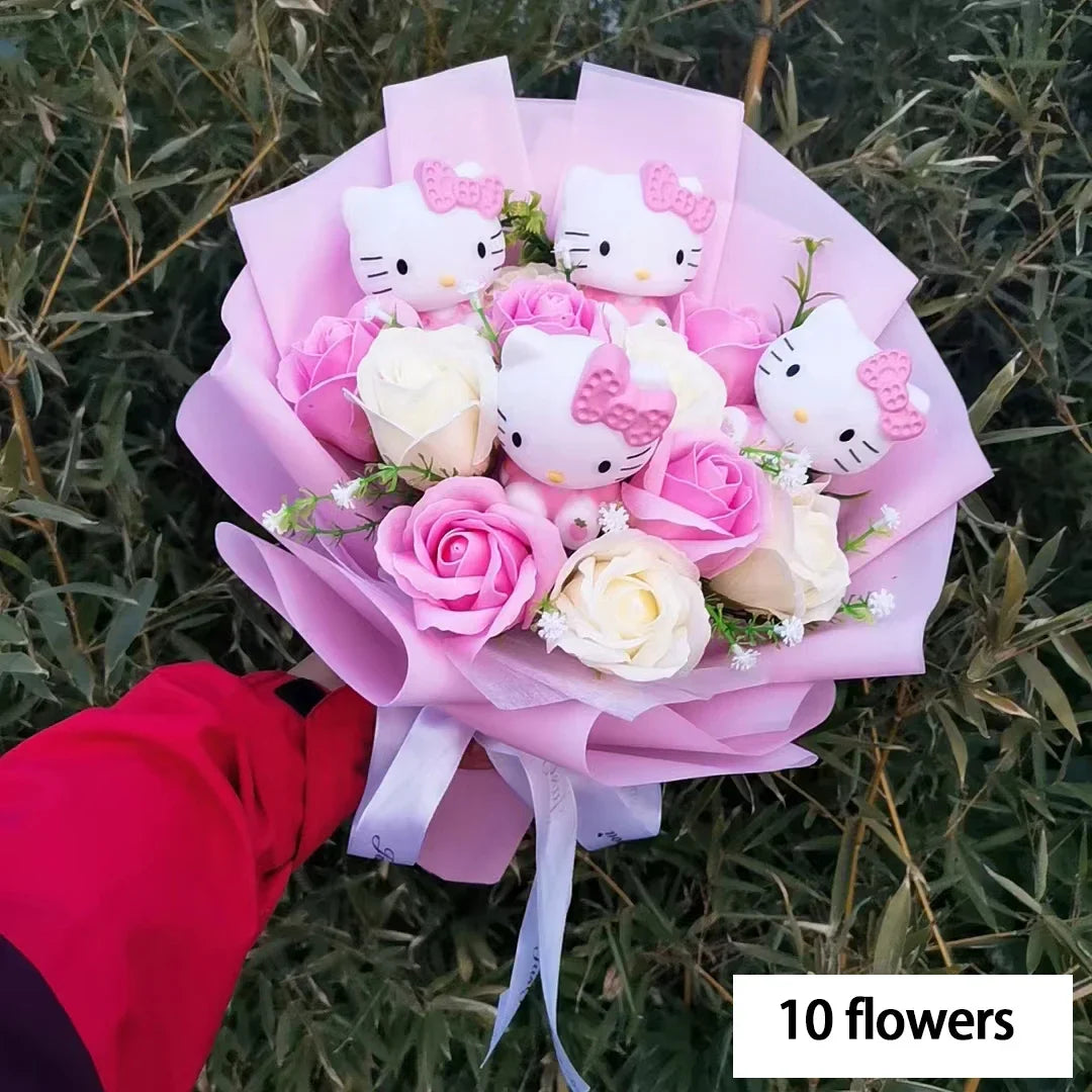 Sanrio Hello Kitty Plush Bouquet Flowers Hello Kitty (Cream x Pink) Flowers - Tophatter Daily Deals