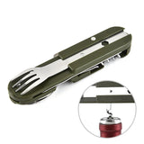 7-in-1 Folding Camping Cutlery Set with Storage Bag Green Camp Cooking - Tophatter Daily Deals
