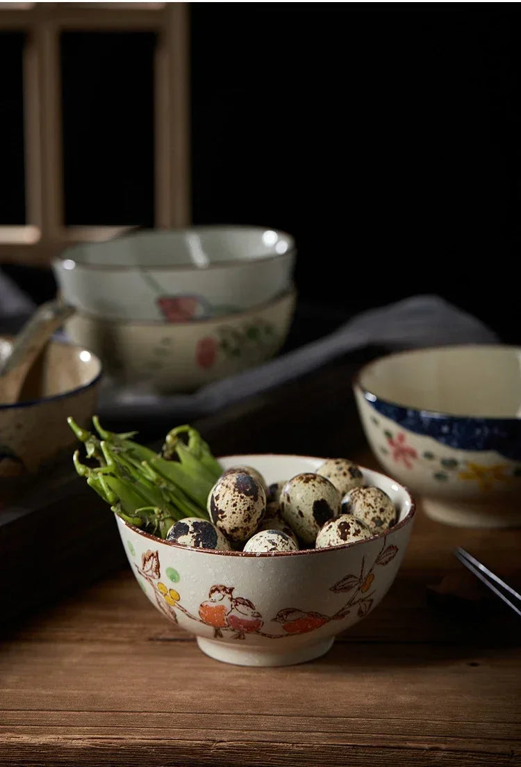 Ceramic 4.5 Inch Japanese Rice Bowl Retro Home Tableware - Tophatter Daily Deals