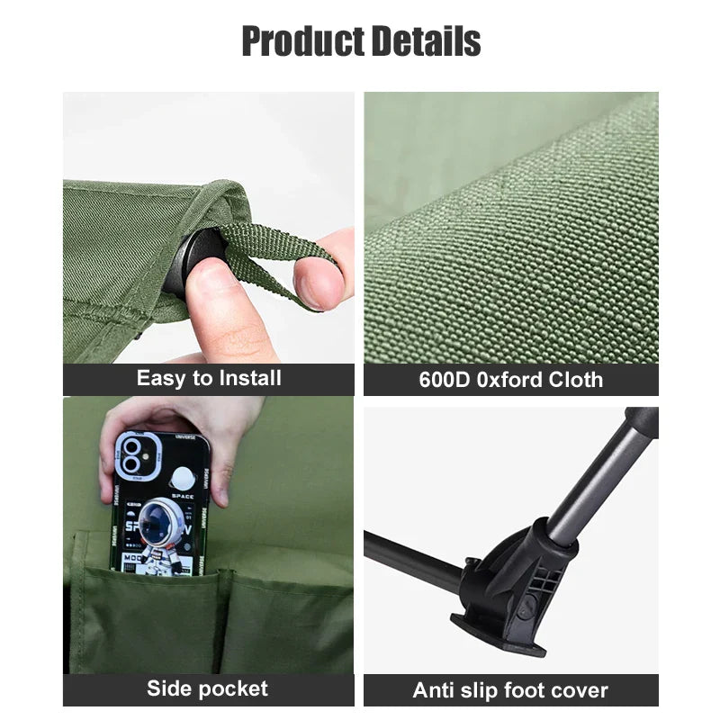 Portable Camping Cot Compact Folding Bed Green Camping & Hiking - Tophatter Daily Deals