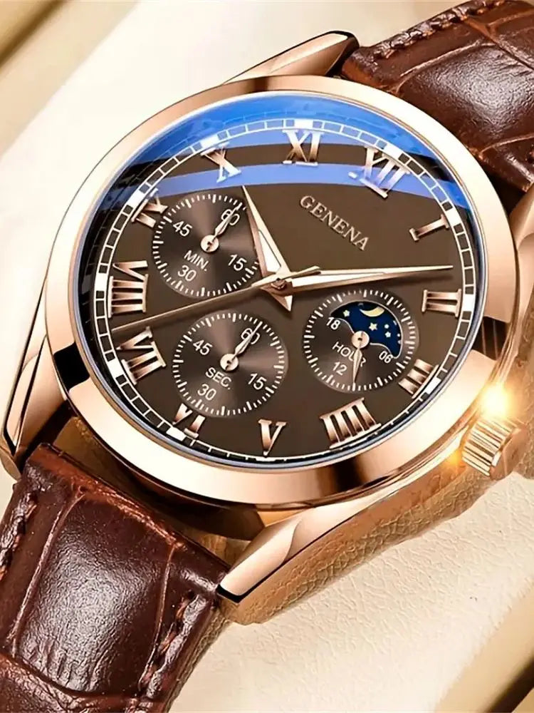 Quartz Watch Leather Strap Dress Casual Fall 2025 Business - Tophatter Daily Deals