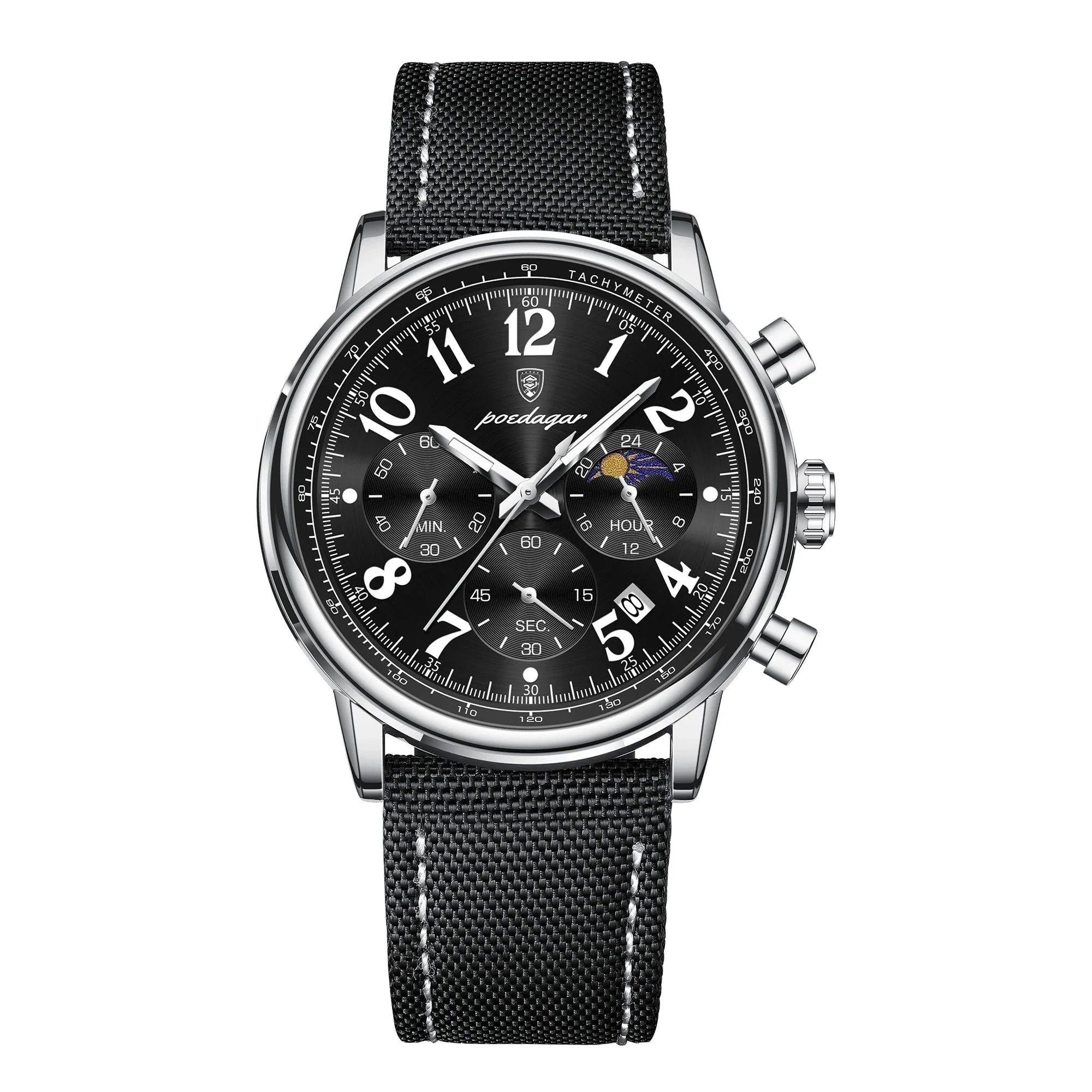 Military Chronograph Watch Nylon Strap Waterproof Fall 2025 808 Silver Black NL - Tophatter Daily Deals