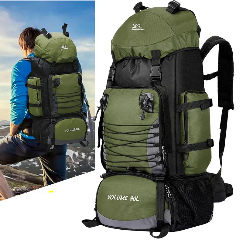 90L Tactical Camping Backpack Military-Style Green Backpacks - Tophatter Daily Deals