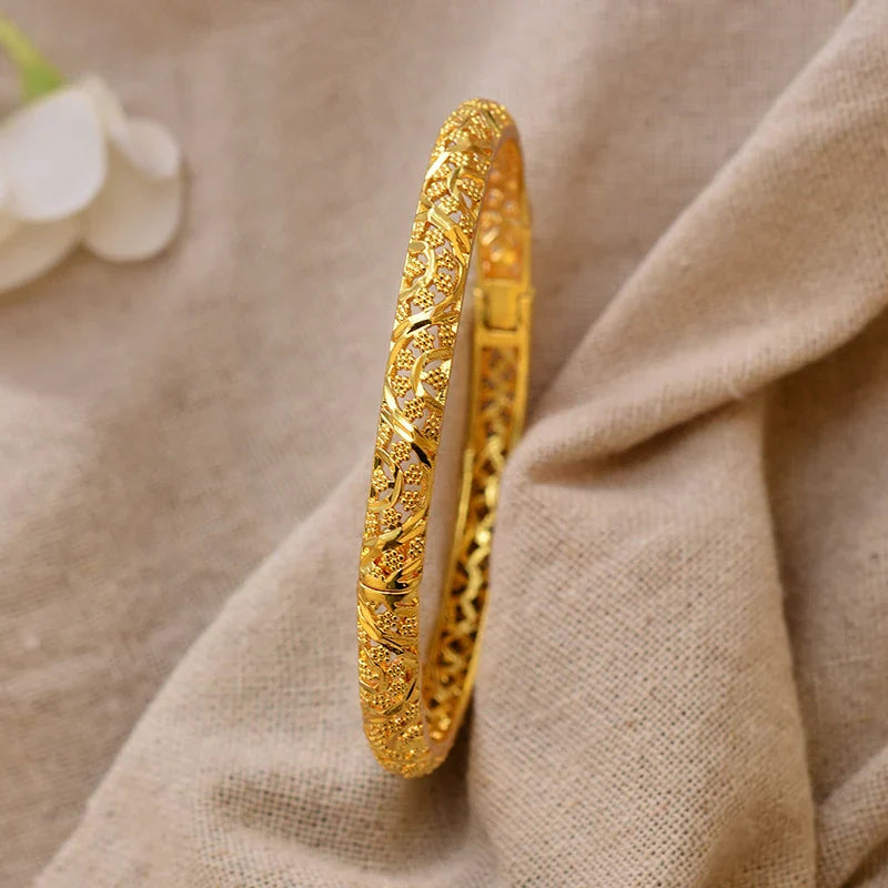 Gold Plated Bangles Luxury Arabic Wedding Bracelet - Tophatter Daily Deals