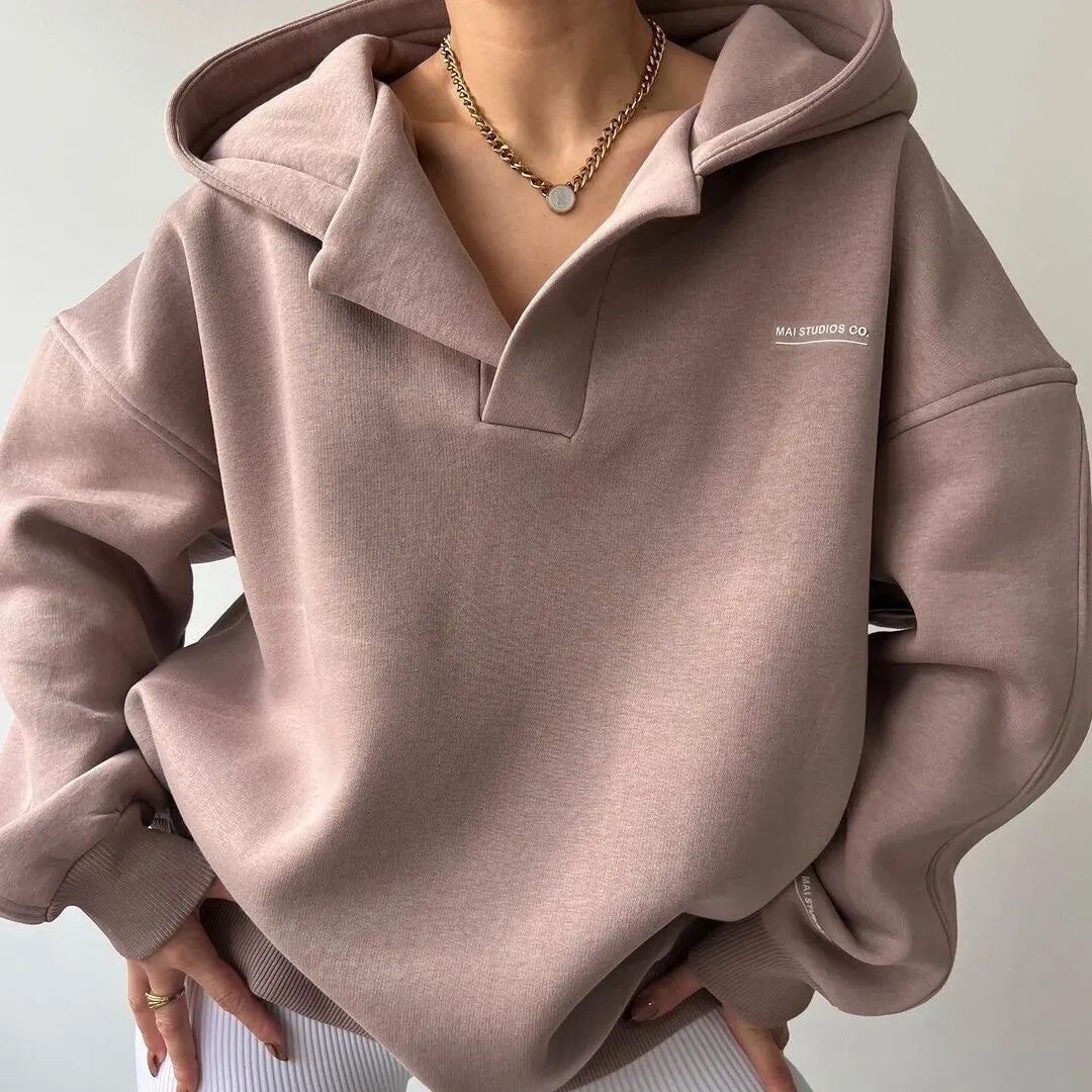 Oversized Cozy Women's Hoodie - Boxy V Notch, Fleece Rose - Tophatter Daily Deals