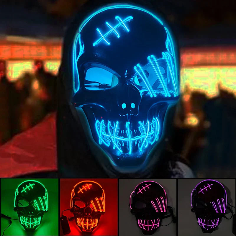 LED Glowing Skull Mask Full Face Halloween 2025 Cosplay - Tophatter Daily Deals
