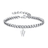 Initials Cuban Link Bracelet Stainless Steel Adjustable W - Tophatter Daily Deals