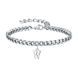 Initials Cuban Link Bracelet Stainless Steel Adjustable W - Tophatter Daily Deals