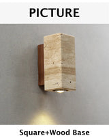 Japandi Yellow Marble LED Wall Sconce Wabi Sabi Bedside Light - Tophatter Daily Deals