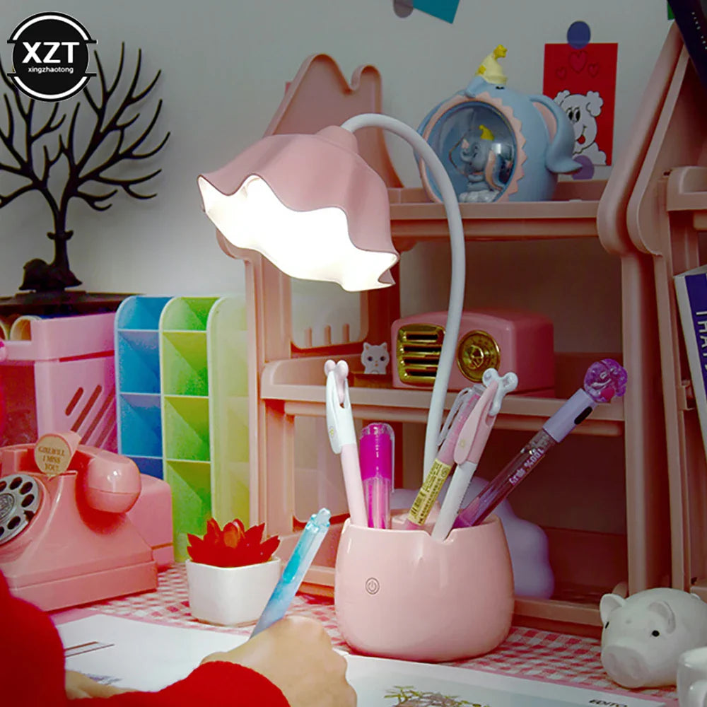 Flower LED Night Light Pen Pot Holder Lamp Pink Flowers - Tophatter Daily Deals