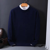 Soft Men's Cashmere Sweater - Crew Neck, Cashmere, Office Navy blue - Tophatter Daily Deals