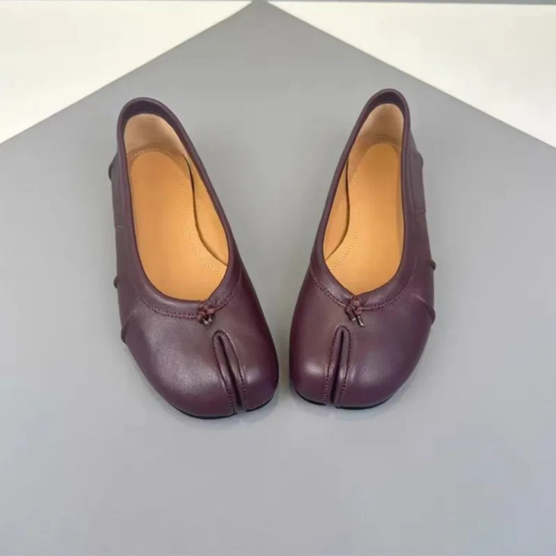 Soft Women Tabi Ballet Flats - Split Toe, Leather, Casual - Tophatter Daily Deals