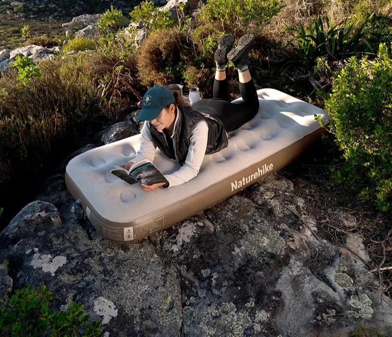 Camping Air Mattress PVC Inflatable Bed Khaki Camping & Hiking - Tophatter Daily Deals