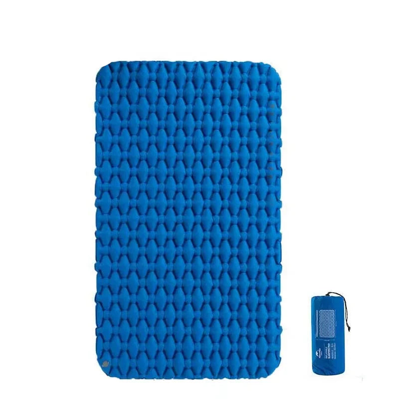 Double Air Mattress Inflatable Sleeping Pad Blue Camping & Hiking - Tophatter Daily Deals