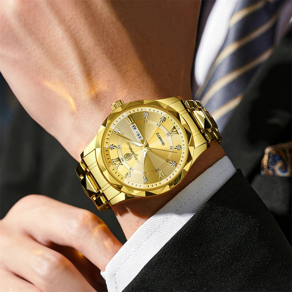 Quartz Stainless Steel Dress Watch Waterproof Glow Dial - Tophatter Daily Deals