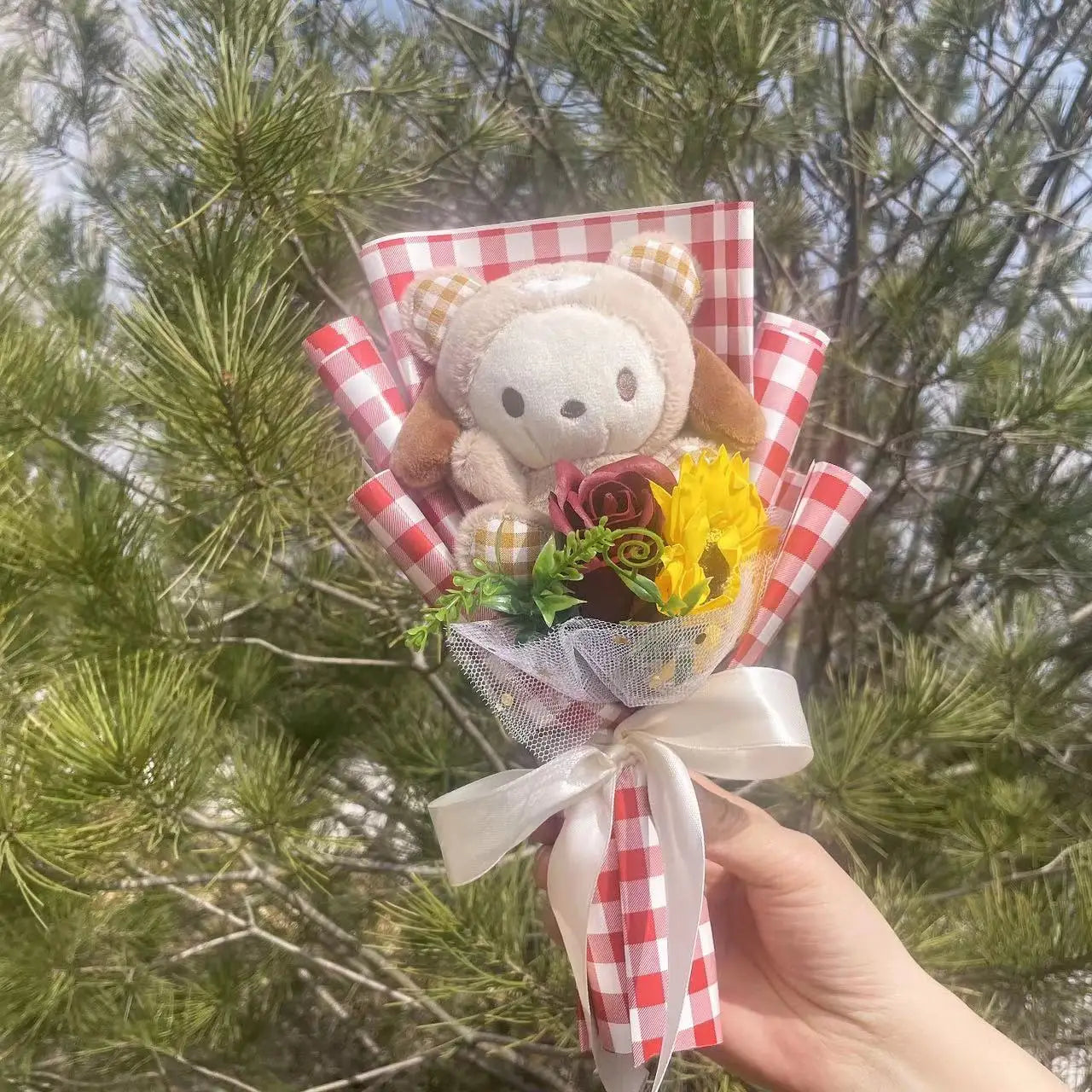 Sanrio Pochacco San-X Rilakikuma Bear Plush Toy Flower Bouquet Beige Flowers - Tophatter Daily Deals