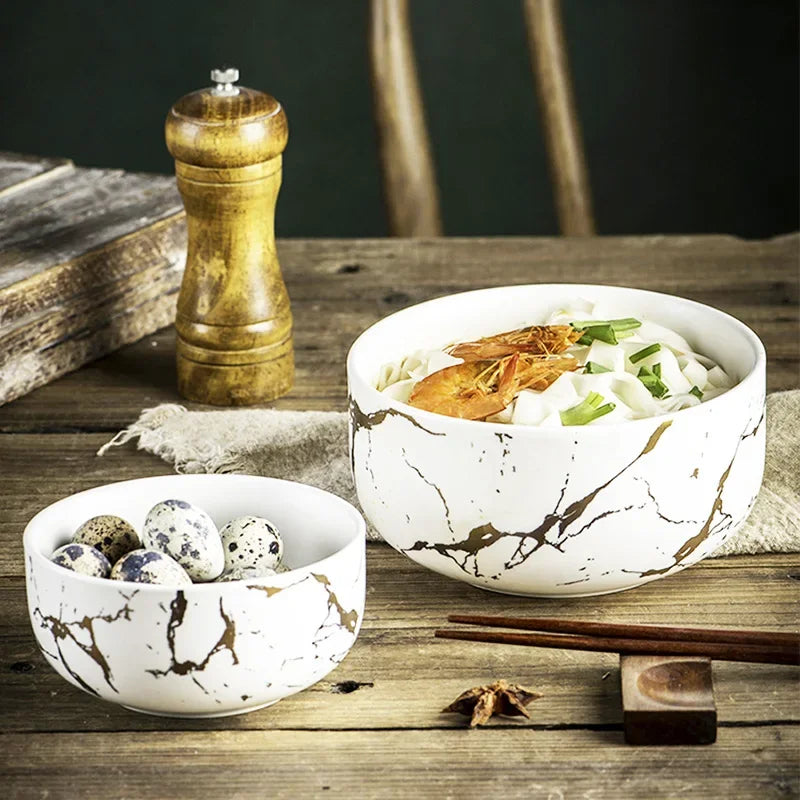 Marble Ceramic Bowl Set Nordic Tableware Minimalist - Tophatter Daily Deals