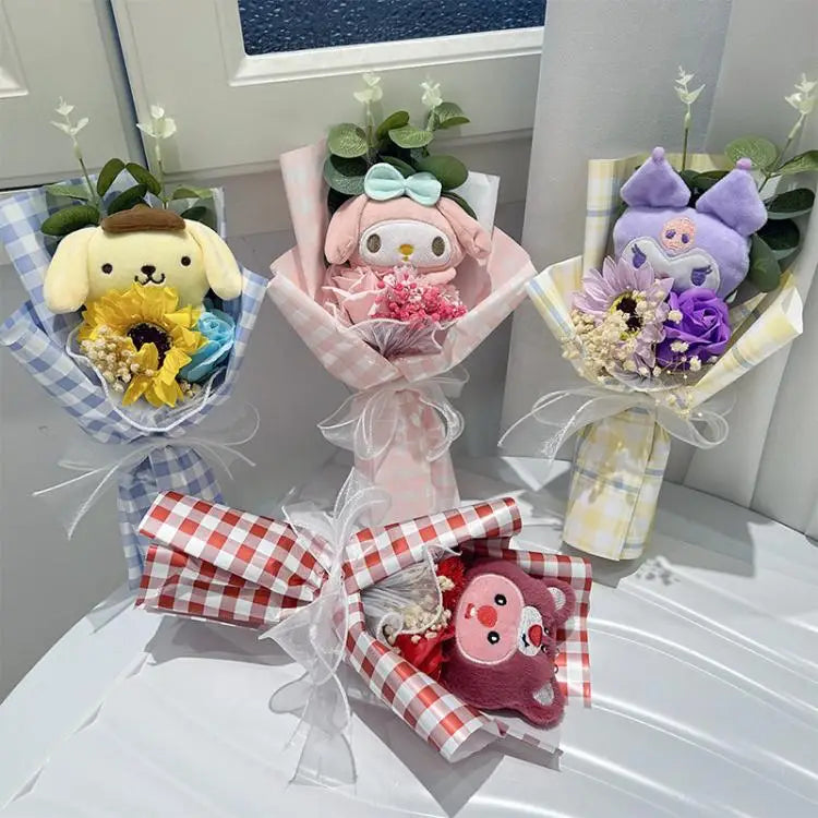 Sanrio Plush Bouquet Hello Kitty Kuromi Cinnamoroll My Melody Flowers - Tophatter Daily Deals