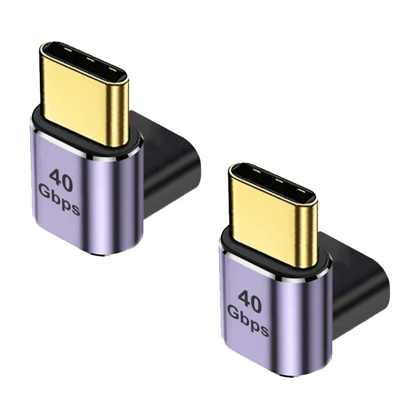 Usb C Adapter 40Gbps 90 Degree Right Angle 100W Extender 2PCS - Tophatter Daily Deals