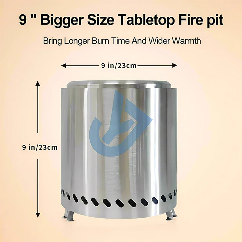 Smokeless Stainless Steel Camping Stove Mini Fire Pit Silver Camp Cooking - Tophatter Daily Deals