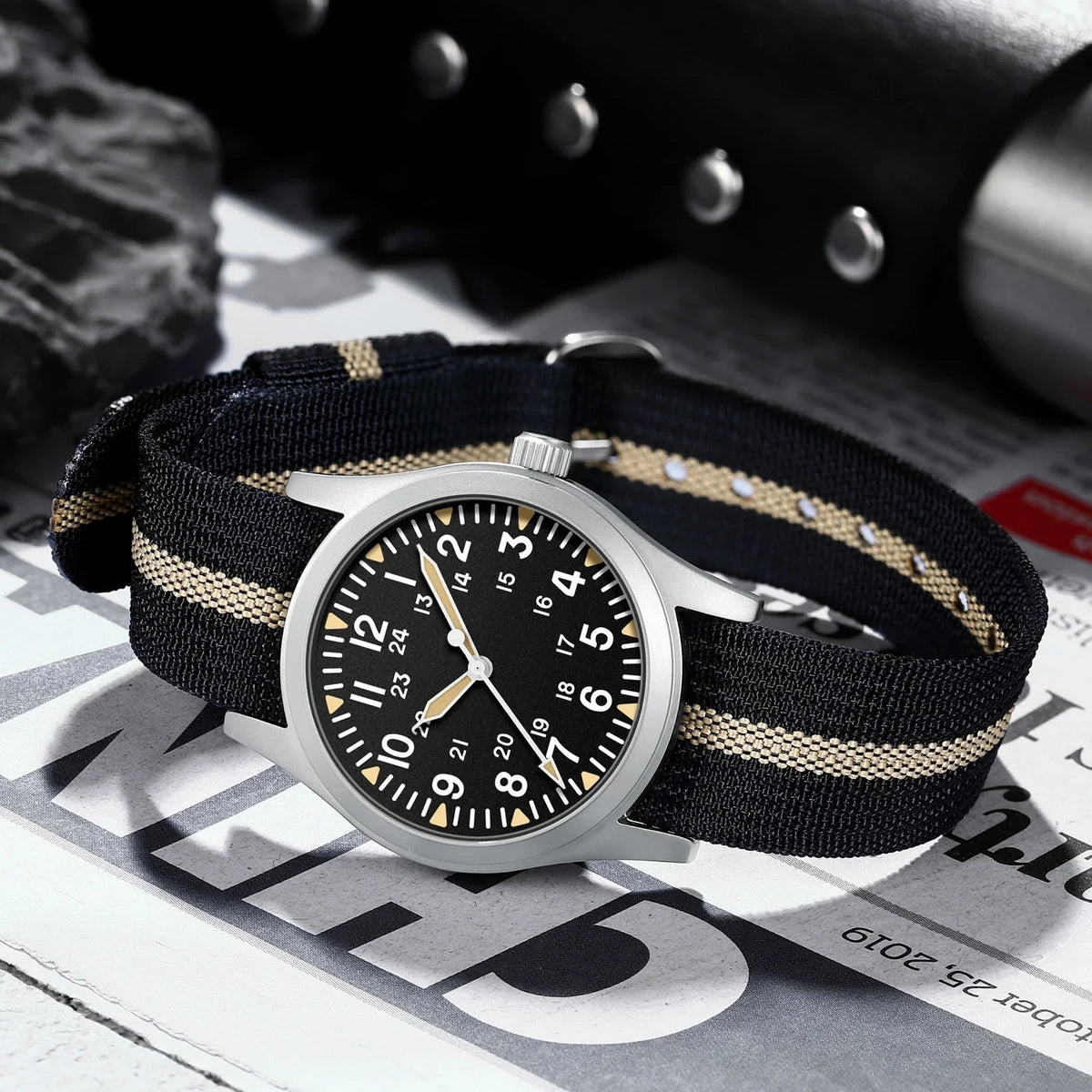 Military Quartz Field Watch 37mm Sapphire Fall 2025 - Tophatter Daily Deals