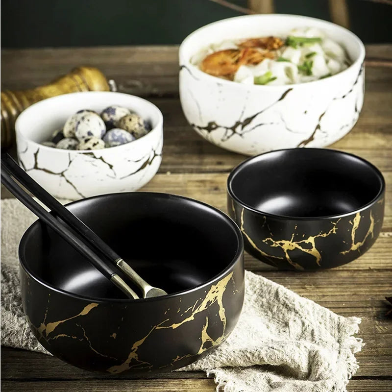 Marble Ceramic Bowl Set Nordic Tableware Minimalist - Tophatter Daily Deals