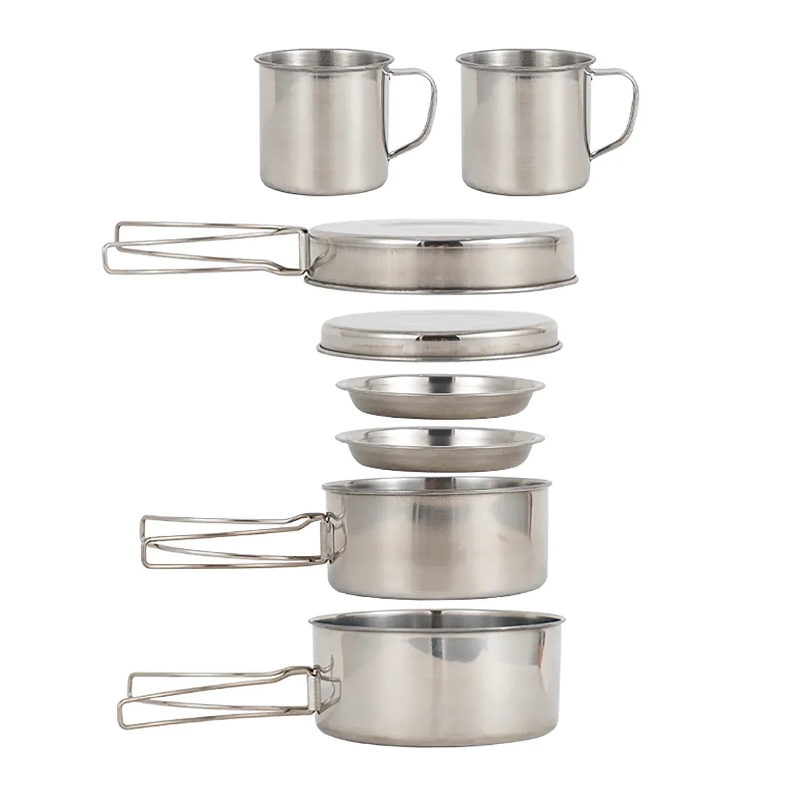 8-Piece Camping Cookware Mess Kit Silver Camp Cooking - Tophatter Daily Deals